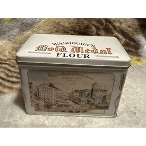 VTG WASHBURN'S GOLD MEDAL FLOUR RECIPE BOX TIN | 1993 GOLD MEDAL FLOUR TIN